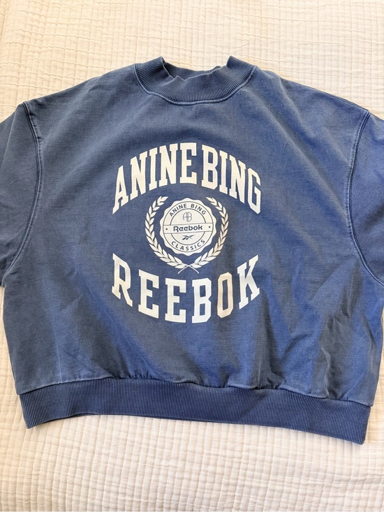 Anine Bing Tops - Anine Bing Dusty Blue Graphic Crewneck Sweatshirt NWOT